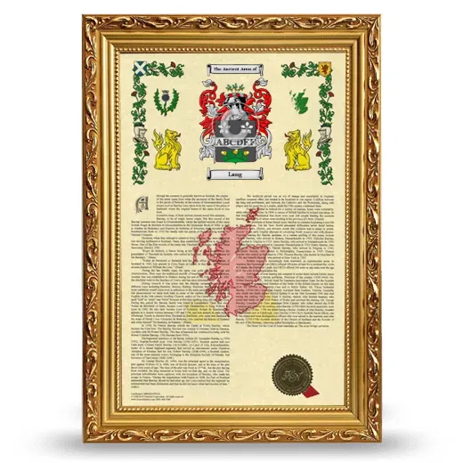 Lang Armorial History Framed - Gold