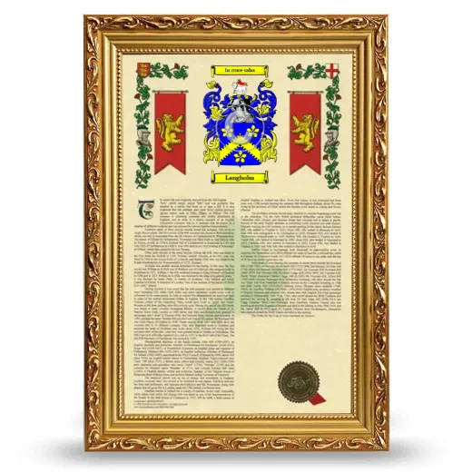 Langholm Armorial History Framed - Gold