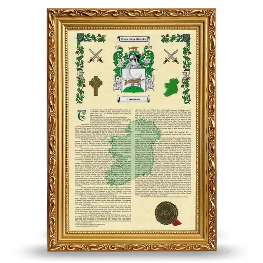 Lannon Armorial History Framed - Gold