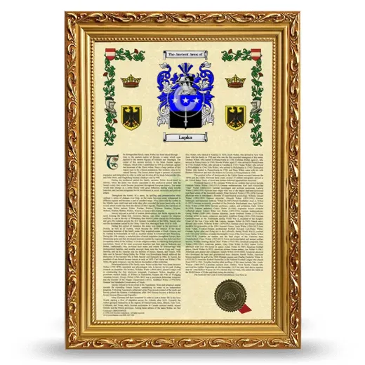 Lapka Armorial History Framed - Gold