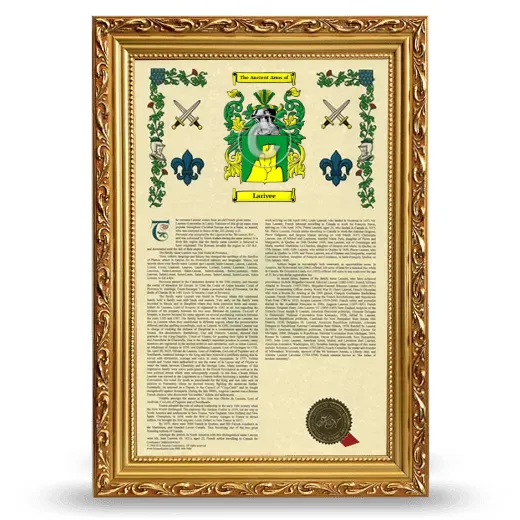 Larivee Armorial History Framed - Gold