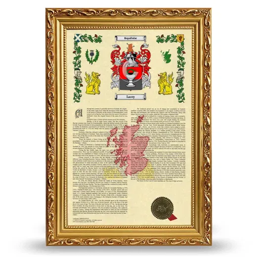 Larry Armorial History Framed - Gold