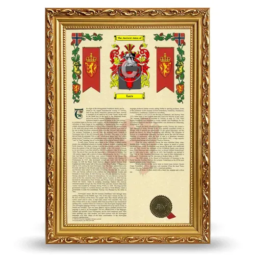 Lars Armorial History Framed - Gold