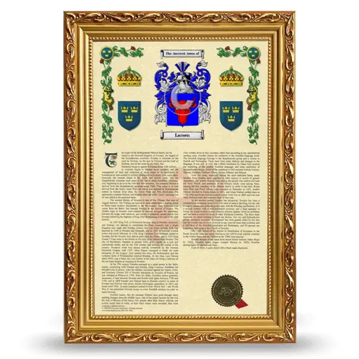 Larsen Armorial History Framed - Gold
