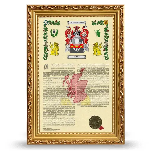 Latter Armorial History Framed - Gold