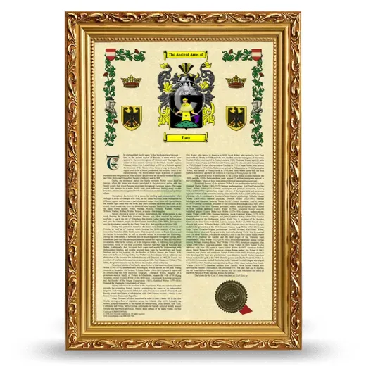 Lau Armorial History Framed - Gold