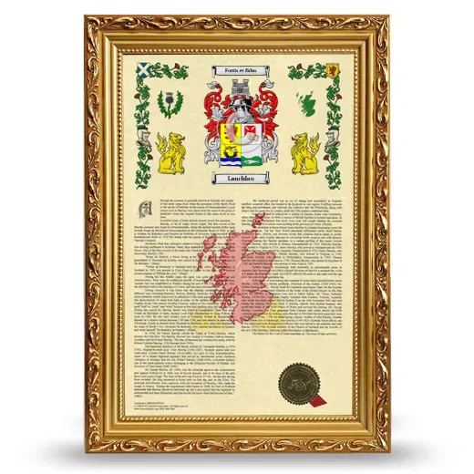 Lauchlan Armorial History Framed - Gold