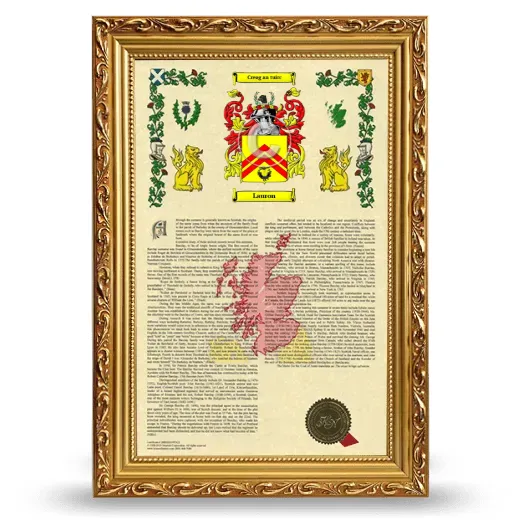 Lauron Armorial History Framed - Gold