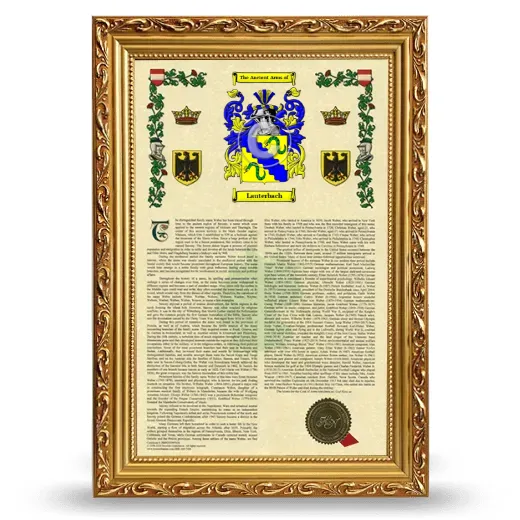 Lauterbach Armorial History Framed - Gold