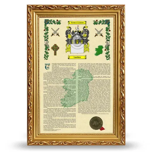 Lawless Armorial History Framed - Gold