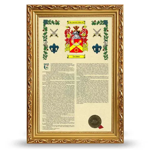 Le roux Armorial History Framed - Gold