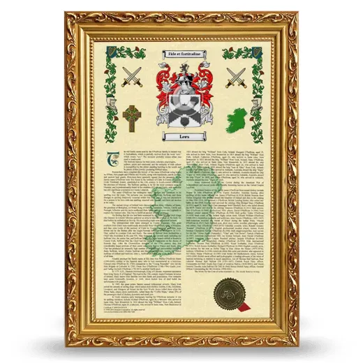 Lees Armorial History Framed - Gold