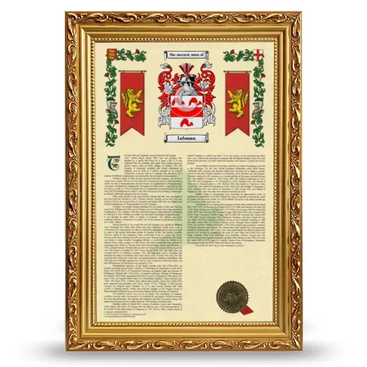 Lehman Armorial History Framed - Gold