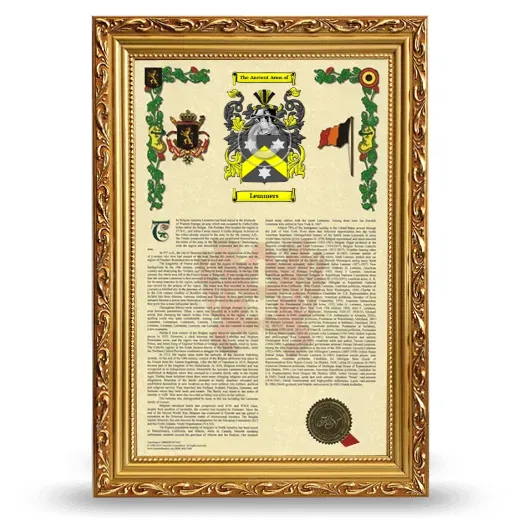 Lemmers Armorial History Framed - Gold