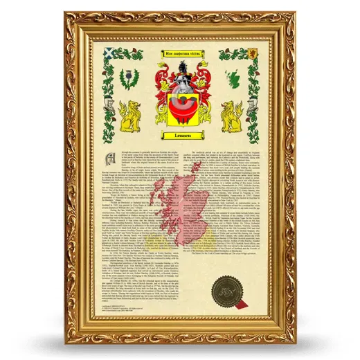 Lennen Armorial History Framed - Gold
