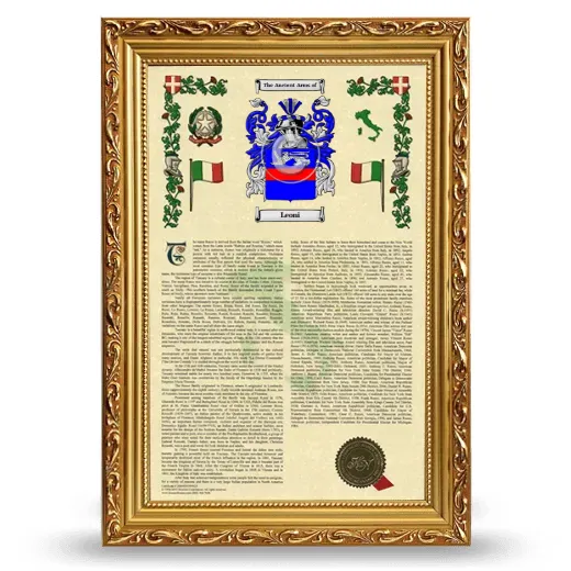 Leoni Armorial History Framed - Gold