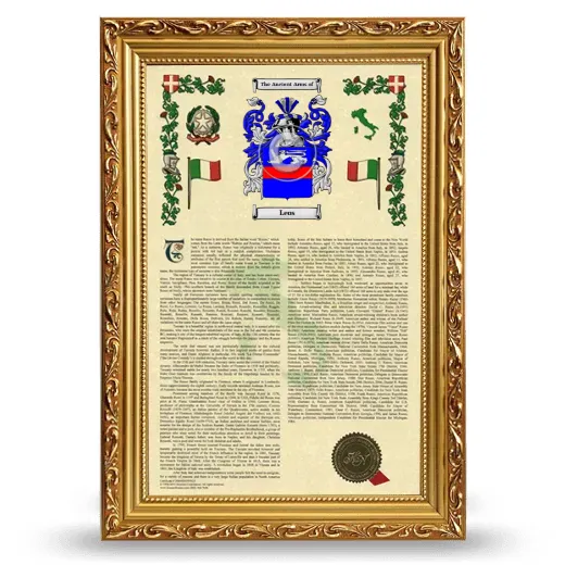 Leos Armorial History Framed - Gold