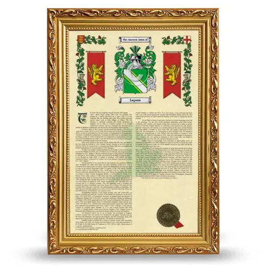 Lepere Armorial History Framed - Gold