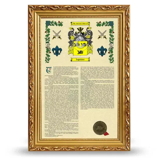 Lepointe Armorial History Framed - Gold