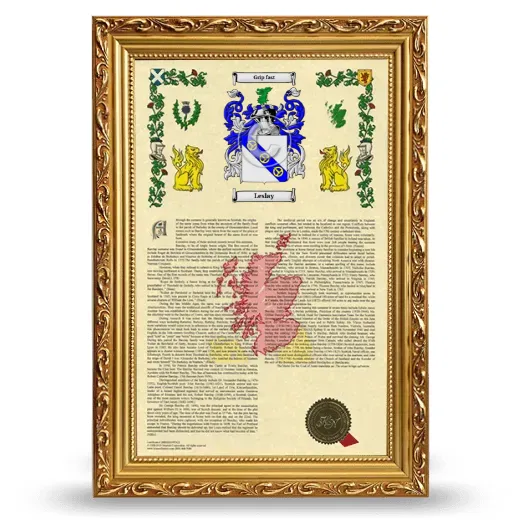 Leslay Armorial History Framed - Gold
