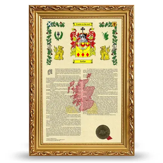 Lethe Armorial History Framed - Gold