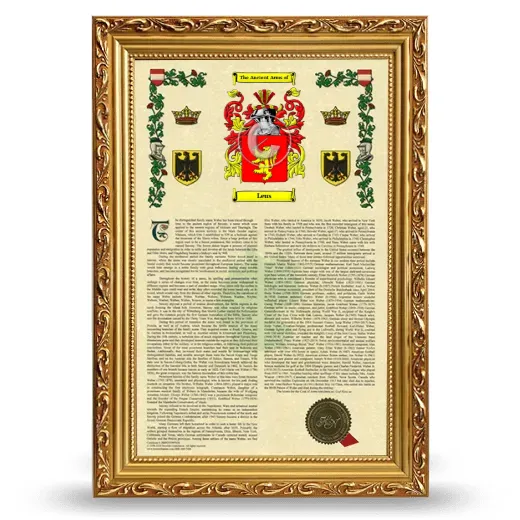 Leus Armorial History Framed - Gold