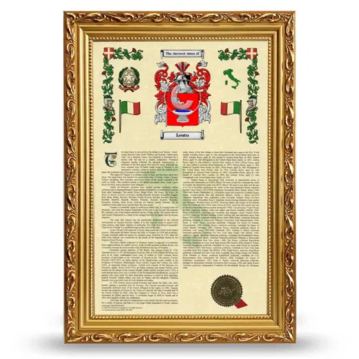 Leuto Armorial History Framed - Gold