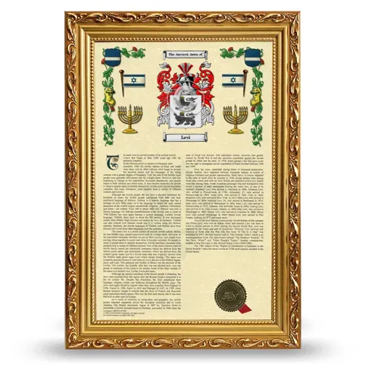 Levi Armorial History Framed - Gold