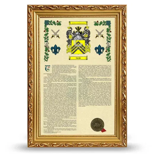 Levie Armorial History Framed - Gold