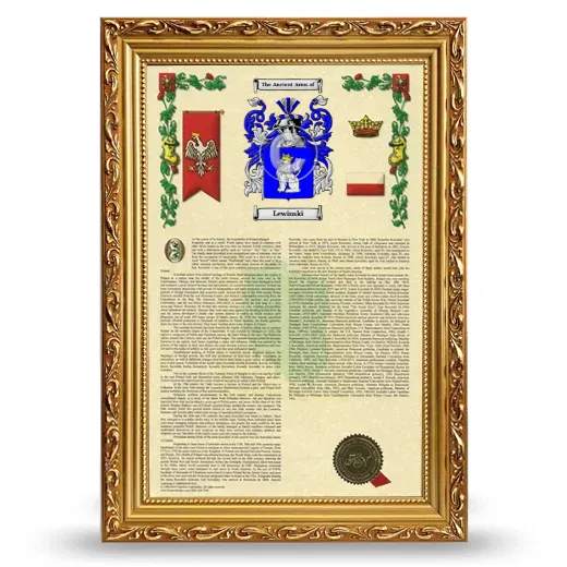 Lewinski Armorial History Framed - Gold