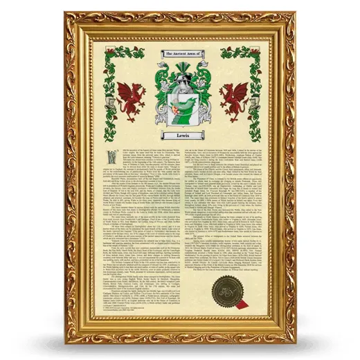 Lewis Armorial History Framed - Gold