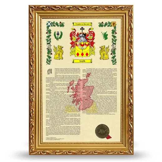 Leyth Armorial History Framed - Gold