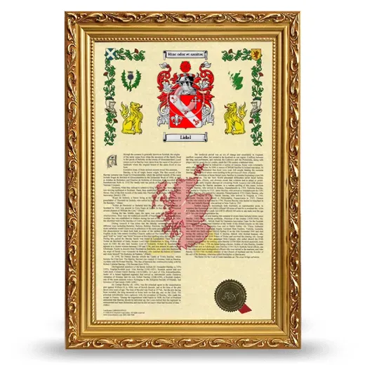 Lidal Armorial History Framed - Gold