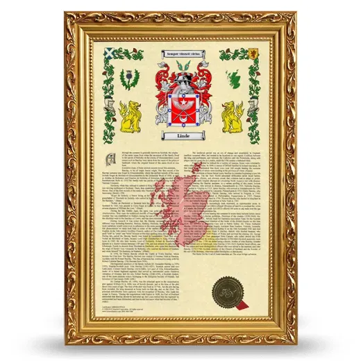 Linde Armorial History Framed - Gold