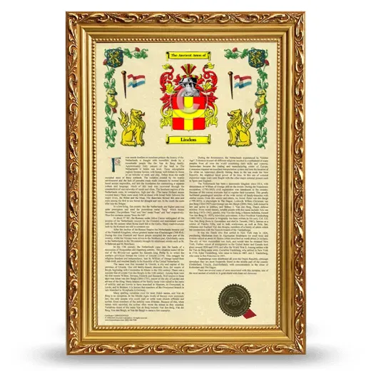 Lindon Armorial History Framed - Gold