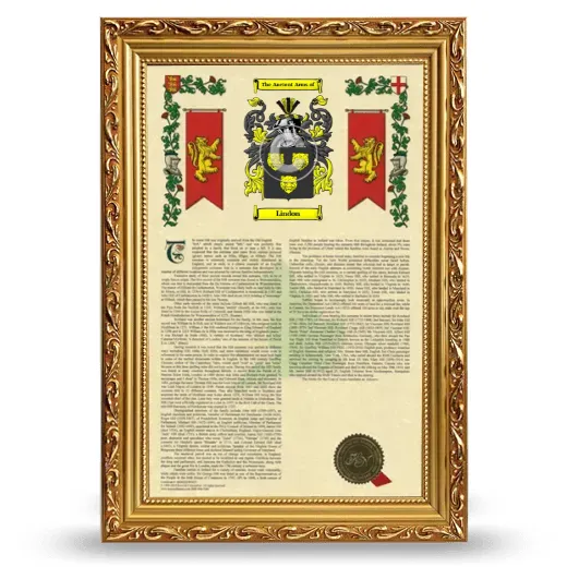 Lindon Armorial History Framed - Gold