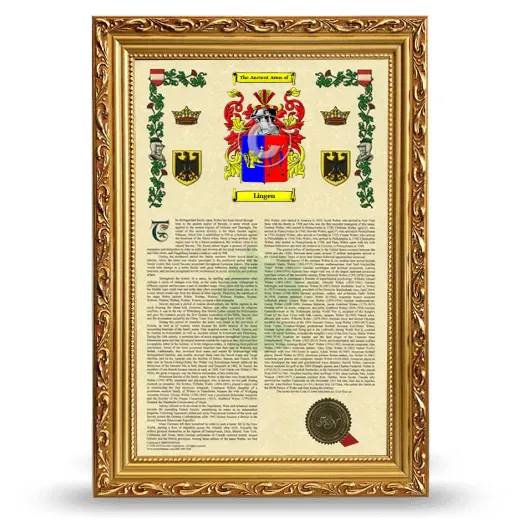 Lingen Armorial History Framed - Gold