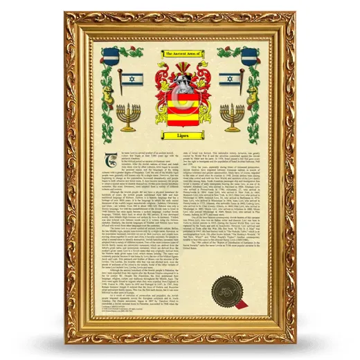 Lipes Armorial History Framed - Gold