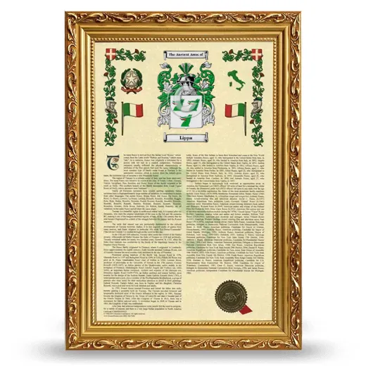 Lippa Armorial History Framed - Gold