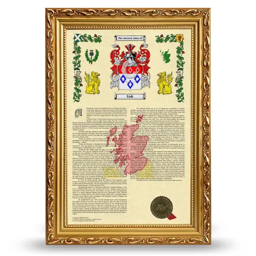 Lisk Armorial History Framed - Gold