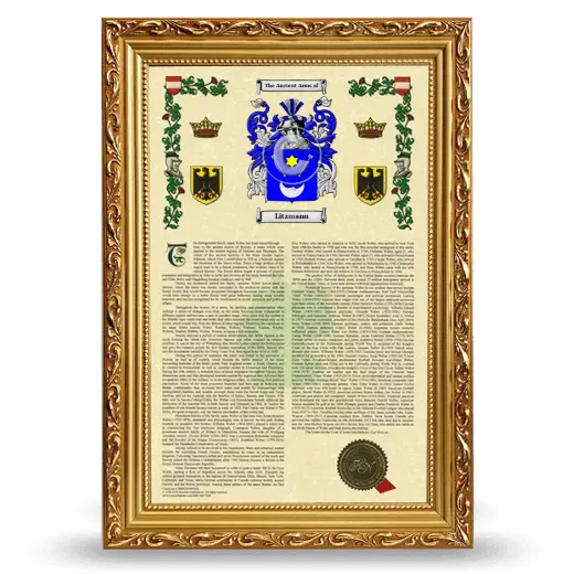 Litzmann Armorial History Framed - Gold