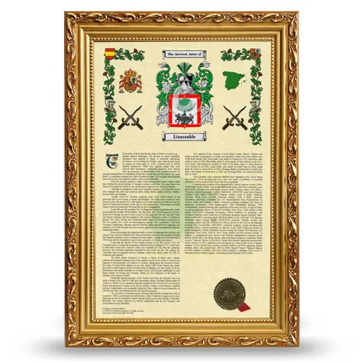 Lizarralde Armorial History Framed - Gold