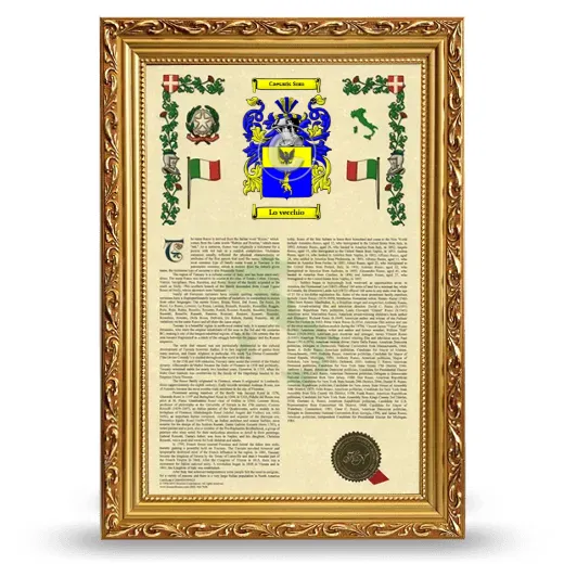 Lo vecchio Armorial History Framed - Gold