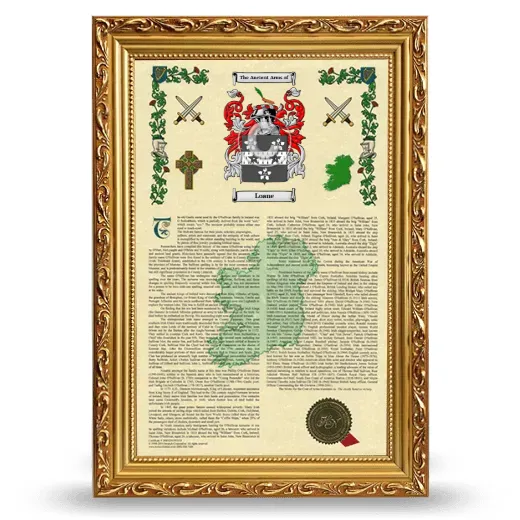 Loane Armorial History Framed - Gold