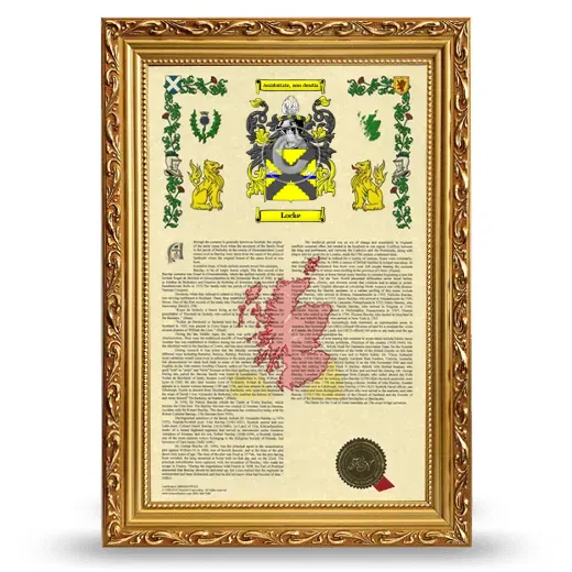 Locke Armorial History Framed - Gold