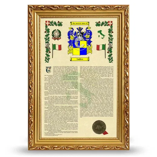 Lodico Armorial History Framed - Gold