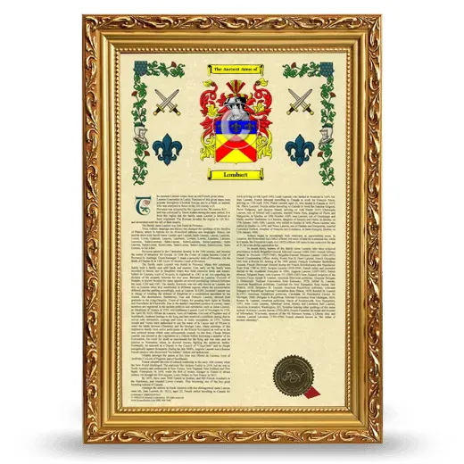 Lombart Armorial History Framed - Gold