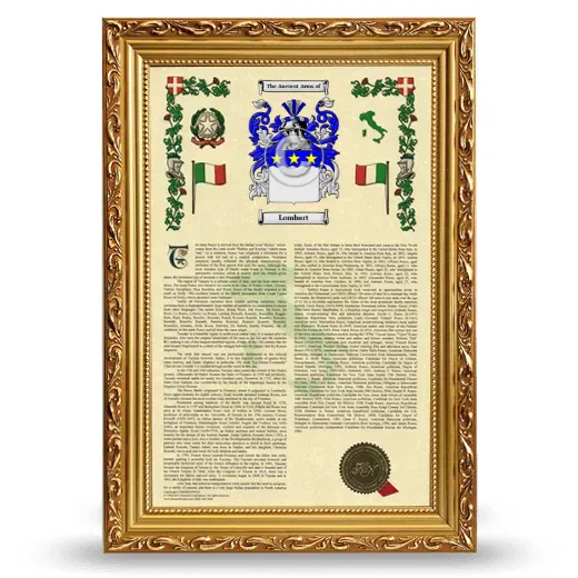 Lombart Armorial History Framed - Gold