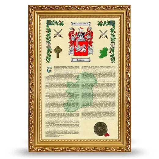 Longen Armorial History Framed - Gold