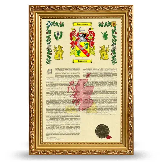 Loranger Armorial History Framed - Gold